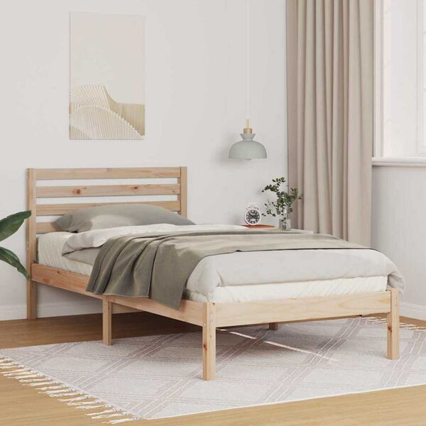 vidaXL Σκελετός Κρεβατιού Καφέ 100 x 200 cm Μασίφ ξύλο πεύκου