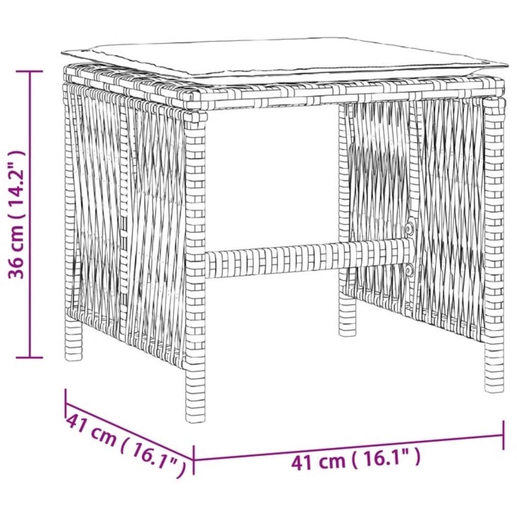 vidaXL Σκαμπό Κήπου 4 τεμ. Γκρι 41x41x36 Συνθετικό Ρατάν με Μαξιλάρια