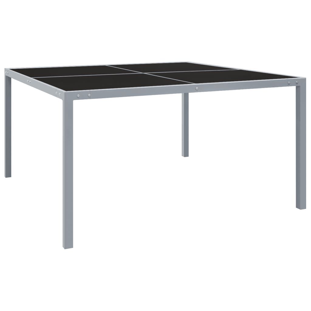 vidaXL Τραπέζι Κήπου Γκρι 130 x 130 x 72 εκ. από Ατσάλι και Γυαλί
