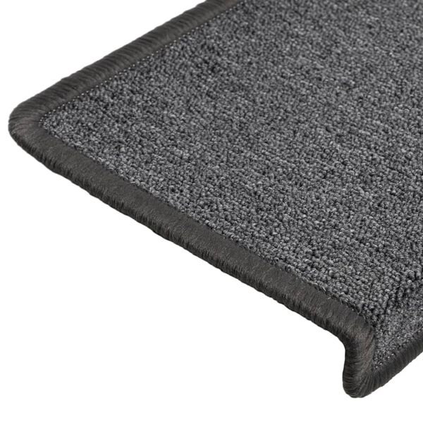 vidaXL Πατάκια Σκαλοπάτια 15 τεμ. Σκούρο Γκρι 65x21x4 εκ. με Ορθογώνια Άκρη