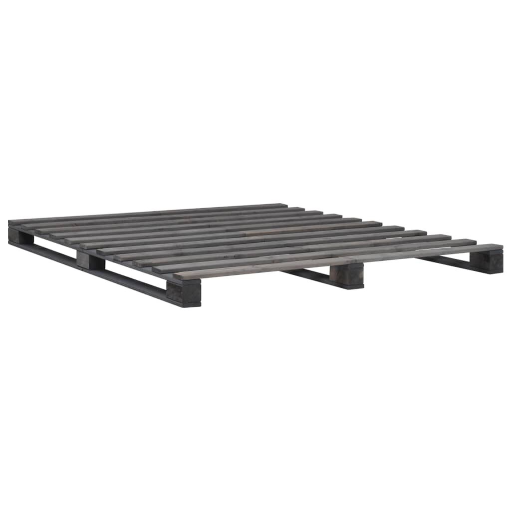 vidaXL Πλαίσιο Κρεβατιού Γκρι 160 x 200 εκ. Παλέτες Μασίφ Ξύλο Πεύκου