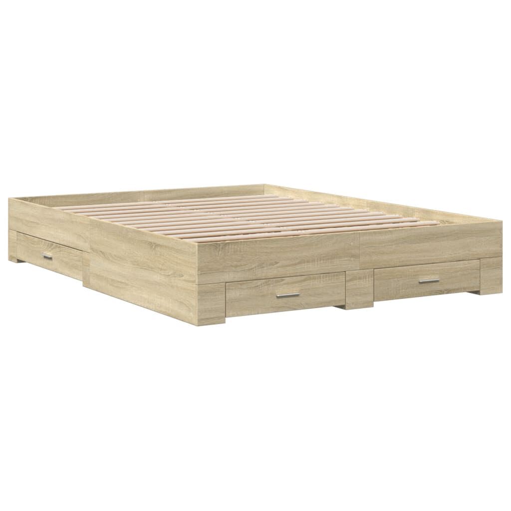 vidaXL Πλαίσιο Κρεβατιού με συρτάρια Sonoma Δρυς 160x200εκ. Επεξ. Ξύλο