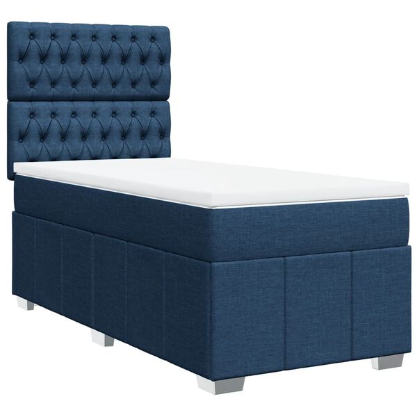 vidaXL Κρεβάτι Boxspring με Στρώμα Μπλε 80x200 εκ. Υφασμάτινο