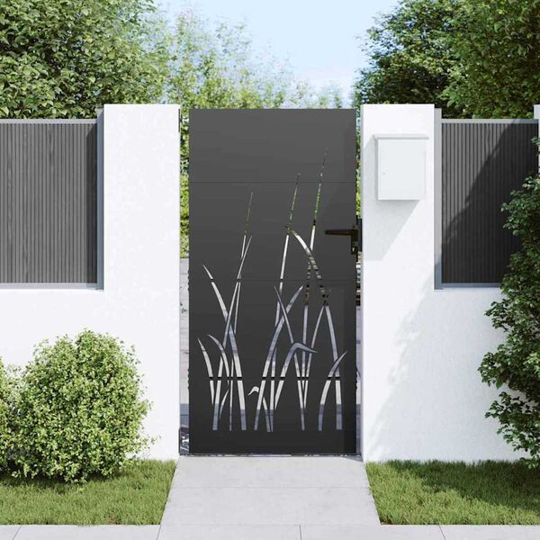 vidaXL Πύλη Κήπου Μαύρο 105 x 200 cm Ατσάλι με Επικάλυψη Πούδρας
