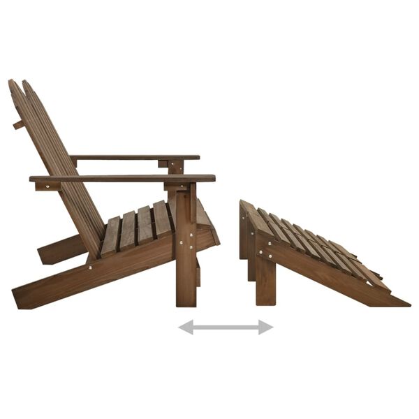 vidaXL Καρέκλα Κήπου Adirondack Διθέσια Καφέ Ξύλο Ελάτης & Υποπόδιο