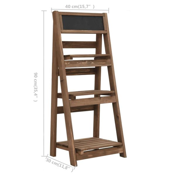 vidaXL Ραφιέρα Φυτών Τριώροφη με Πίνακα 40 x 30 x 90εκ από Μασίφ Ελάτη