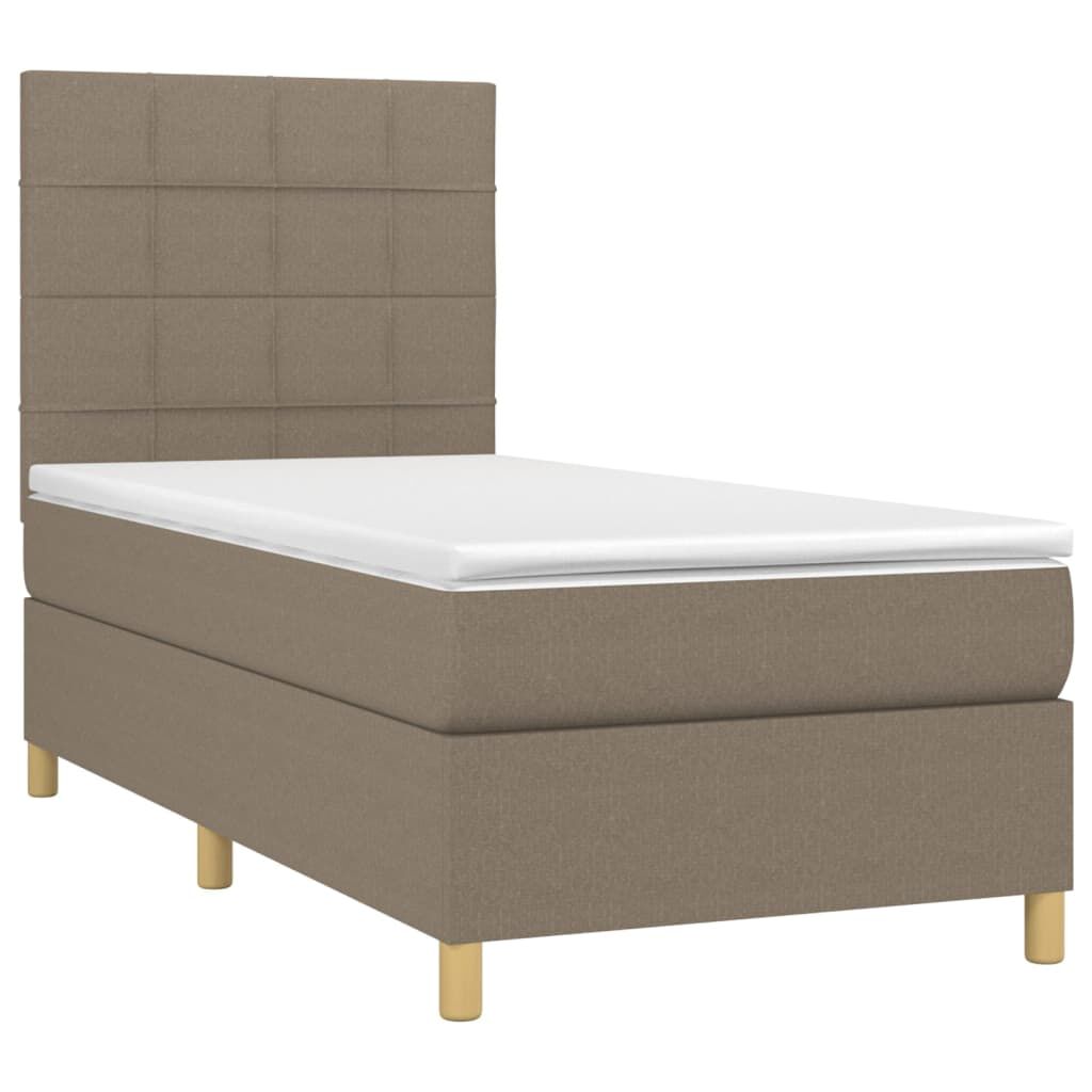 vidaXL Κρεβάτι Boxspring με Στρώμα Taupe 90x190 εκ.Υφασμάτινο