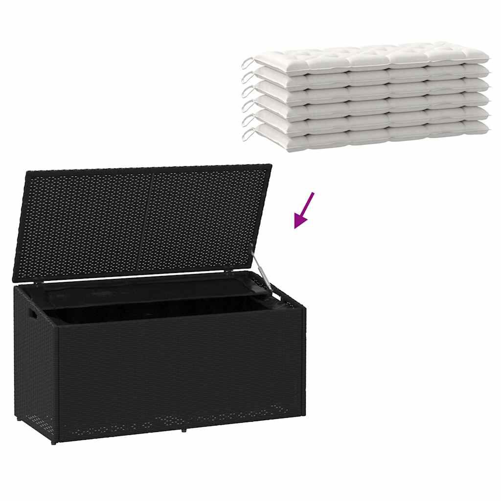 vidaXL Κήπος κουτί αποθήκευσης μαύρο 110x50x58 cm Poly Rattan