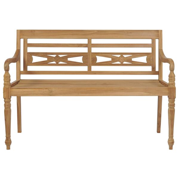 vidaXL Παγκάκι Κήπου Batavia 120 εκ. Μασίφ Ξύλο Teak με Γκρι Μαξιλάρι
