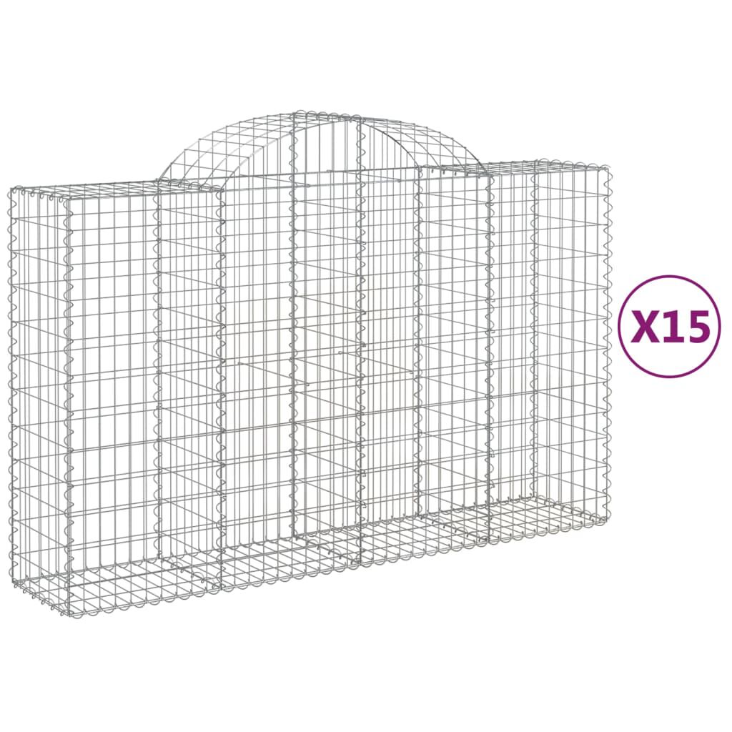 vidaXL Συρματοκιβώτια Τοξωτά 15 τεμ. 200x50x120/140 εκ. Γαλβαν. Ατσάλι