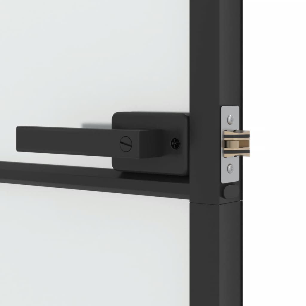 vidaXL Εσωτερική Πόρτα Μαύρη 83 x 201,5 εκ. Ψημένο Γυαλί & Αλουμίνιο