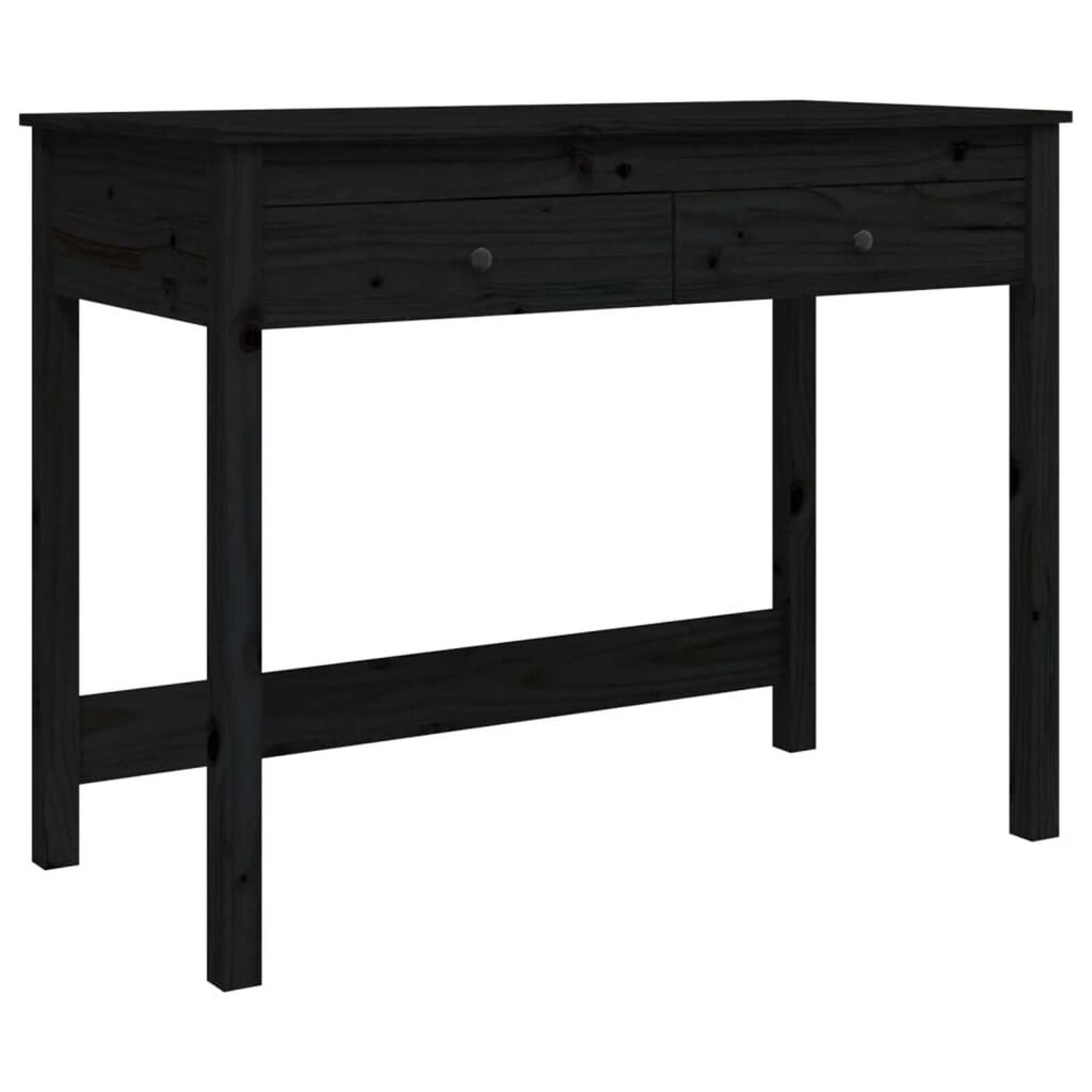 vidaXL Γραφείο με Συρτάρια Μαύρο 100x50x78 εκ. από Μασίφ Ξύλο Πεύκου