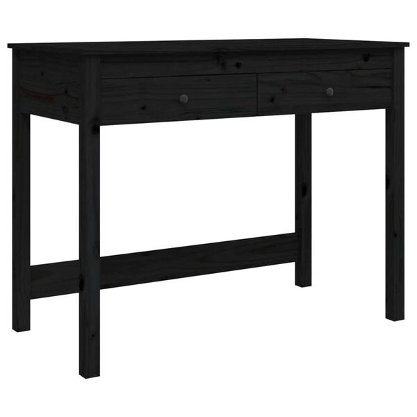 vidaXL Γραφείο με Συρτάρια Μαύρο 100x50x78 εκ. από Μασίφ Ξύλο Πεύκου