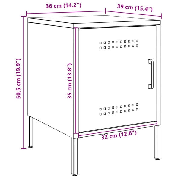 vidaXL Κομοδίνο Λευκό 36x39x50,5 εκ. από Χάλυβα