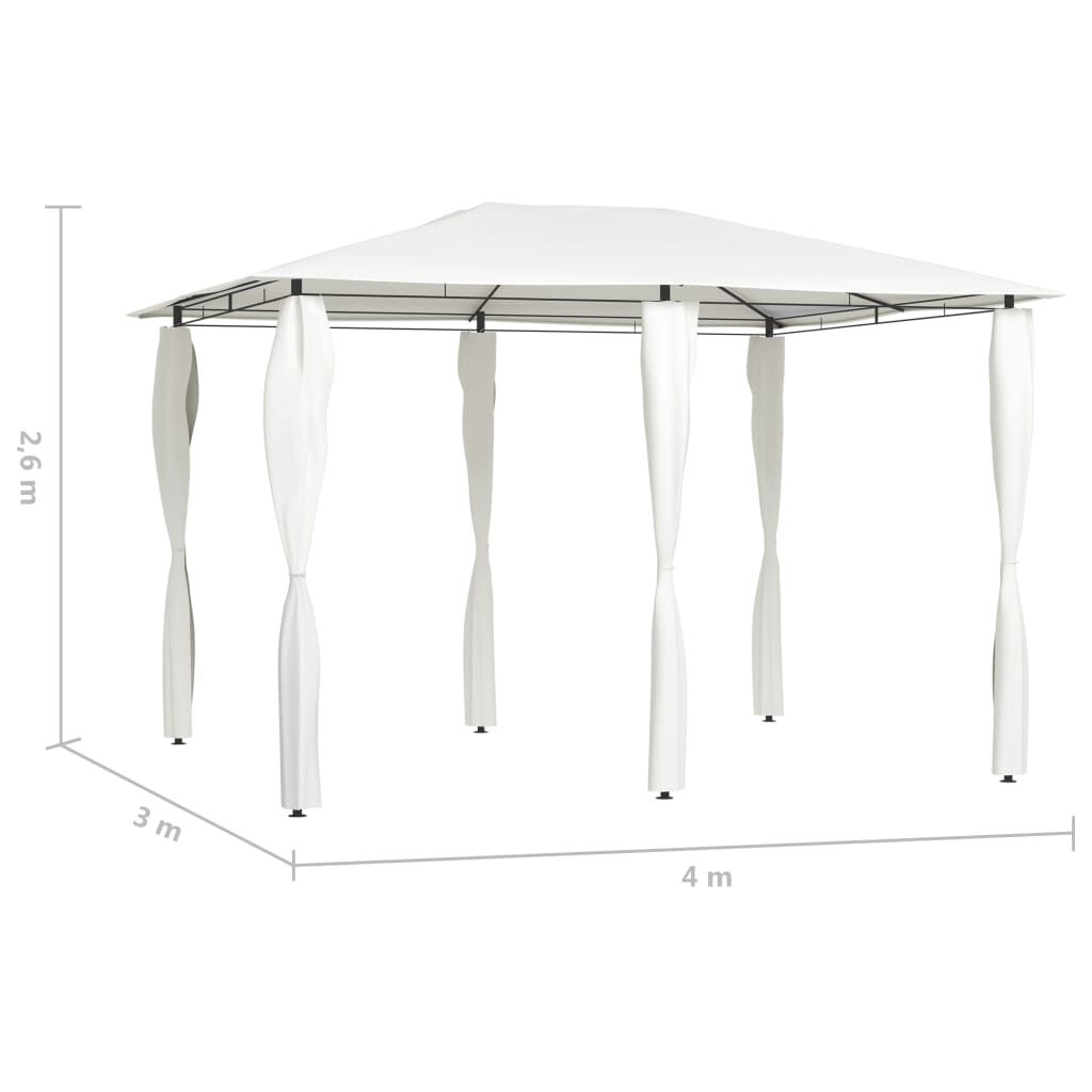 vidaXL Κιόσκι με Καλύμματα Στύλων Κρεμ 3 x 4 x 2,6 μ. 160 γρ./μ²