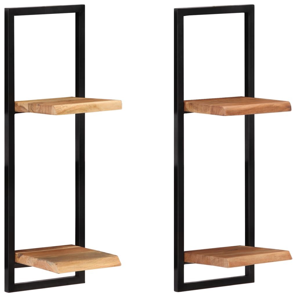 vidaXL Ράφια Τοίχου 2 Τεμ. 25x25x75 εκ. Μασίφ Ξύλο Ακακίας & Ατσάλι