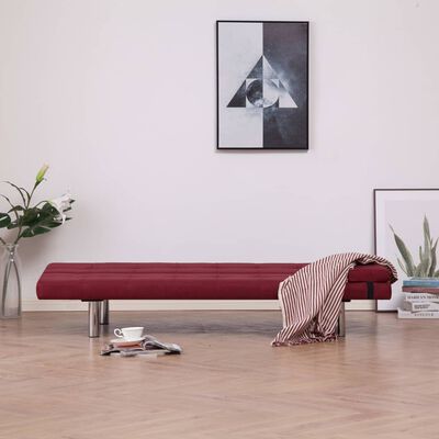 vidaXL Καναπές - Κρεβάτι με Δύο Μαξιλάρια Μπορντό από Πολυεστέρα