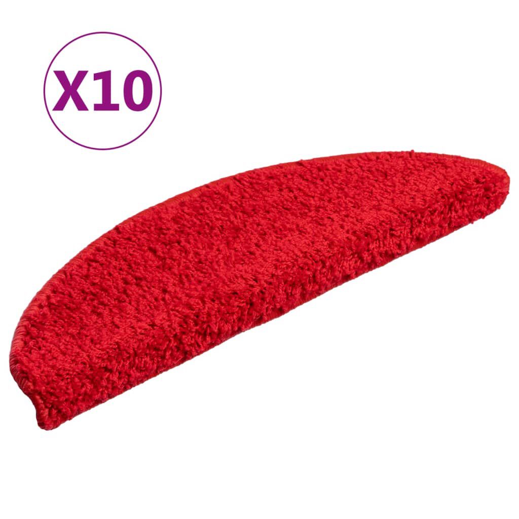 vidaXL Πατάκια Σκάλας 10 τεμ. Κόκκινα 56 x 17 x 3 εκ.