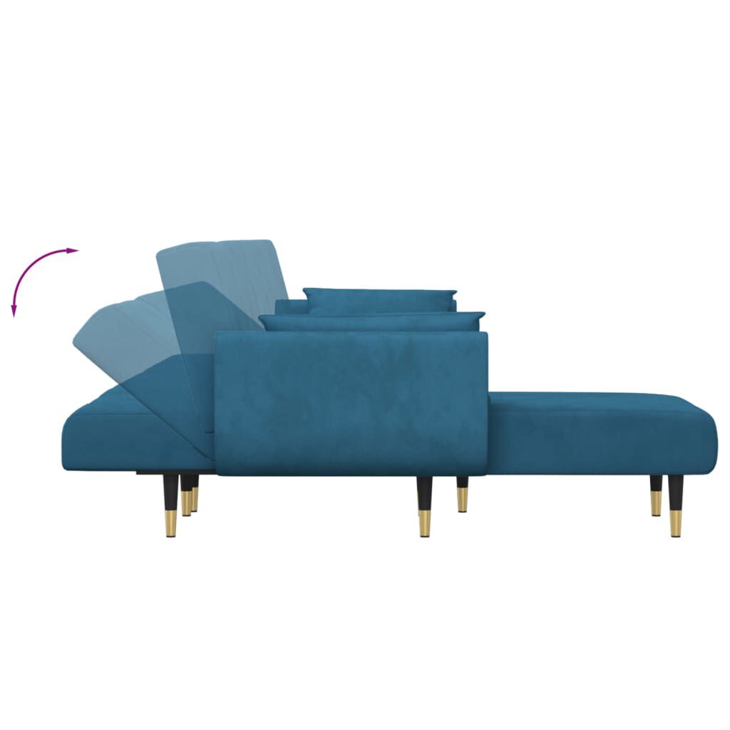 vidaXL Καναπές Κρεβάτι Γωνιακός Μπλε 275 x 140 x 70 εκ. Βελούδινος