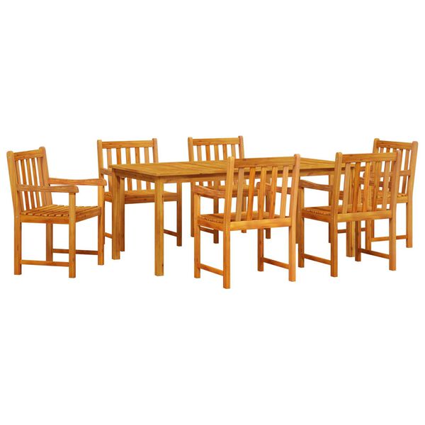 vidaXL Σέτ φαγητού για κήπο 7 pcs Καφέ Μασίφ ξύλο ακακίας