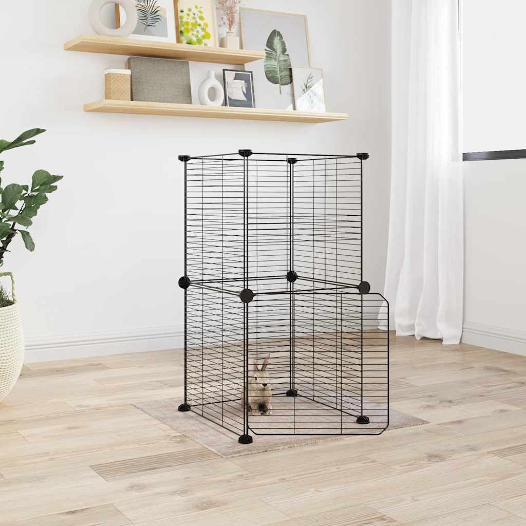vidaXL Κλουβί Κατοικίδιων με 8 Πάνελ + Πόρτα Μαύρο 35x35 εκ. Ατσάλινο