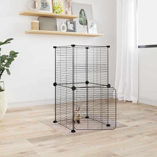 vidaXL Κλουβί Κατοικίδιων με 8 Πάνελ + Πόρτα Μαύρο 35x35 εκ. Ατσάλινο
