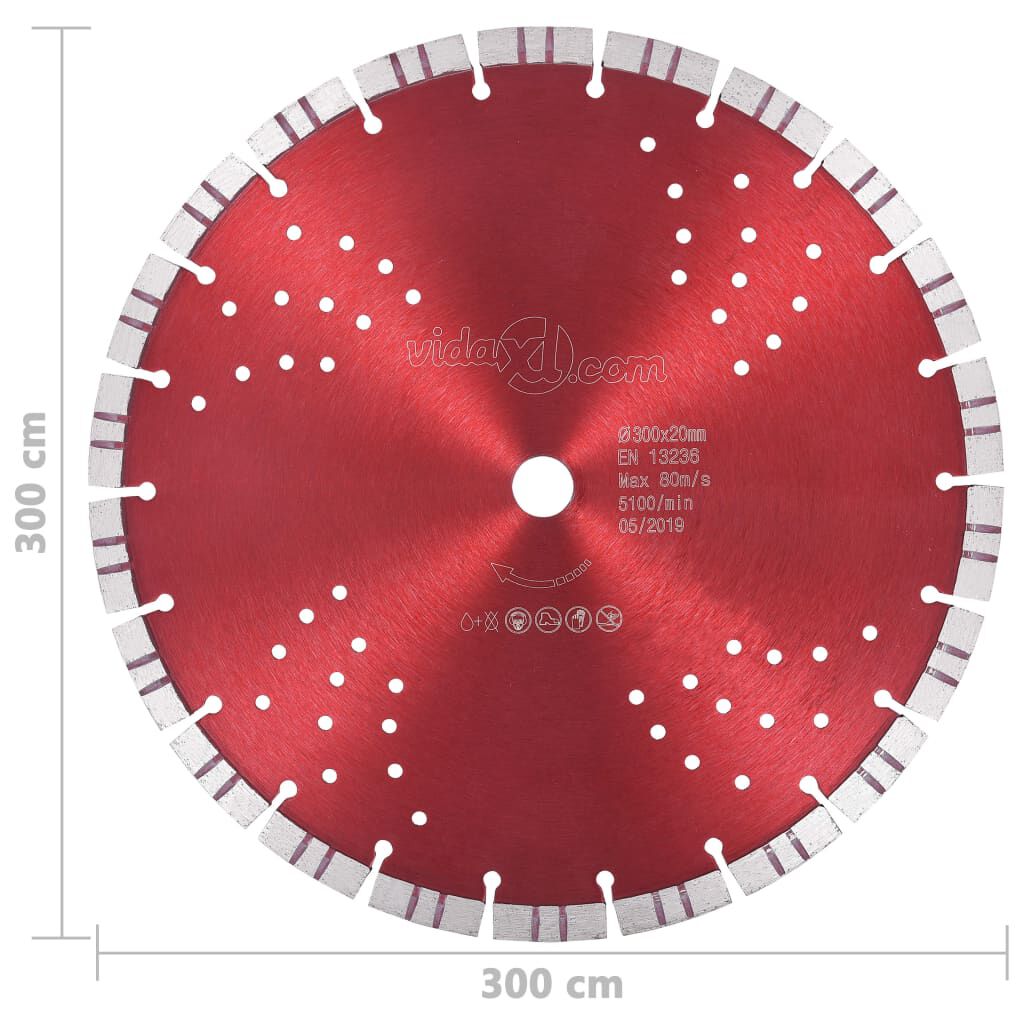 vidaXL Διαμαντόδισκος Κοπής Turbo με Οπές 300 χιλ. Ατσάλινος