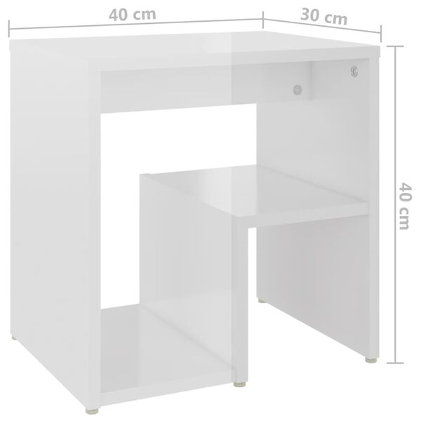 vidaXL Κομοδίνα 2 τεμ. Γυαλιστερό Λευκό 40x30x40 εκ. από Επεξ. Ξύλο