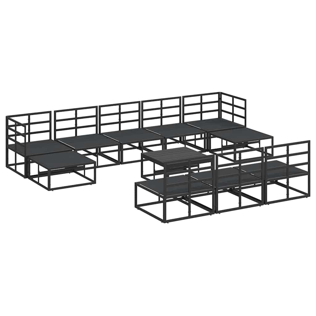 vidaXL Σετ Καναπέ Κήπου με μαξιλάρι 11 pcs Μαύρο Αλουμίνιο