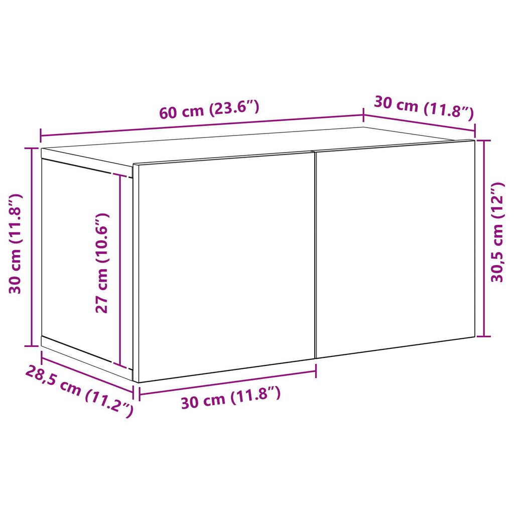 vidaXL Σετ επίπλου τηλεόρασης 4 pcs Μαύρη Δρυς 30.5 x 30 x 90 cm