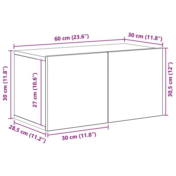 vidaXL Σετ επίπλου τηλεόρασης 4 pcs Μαύρη Δρυς 30.5 x 30 x 90 cm