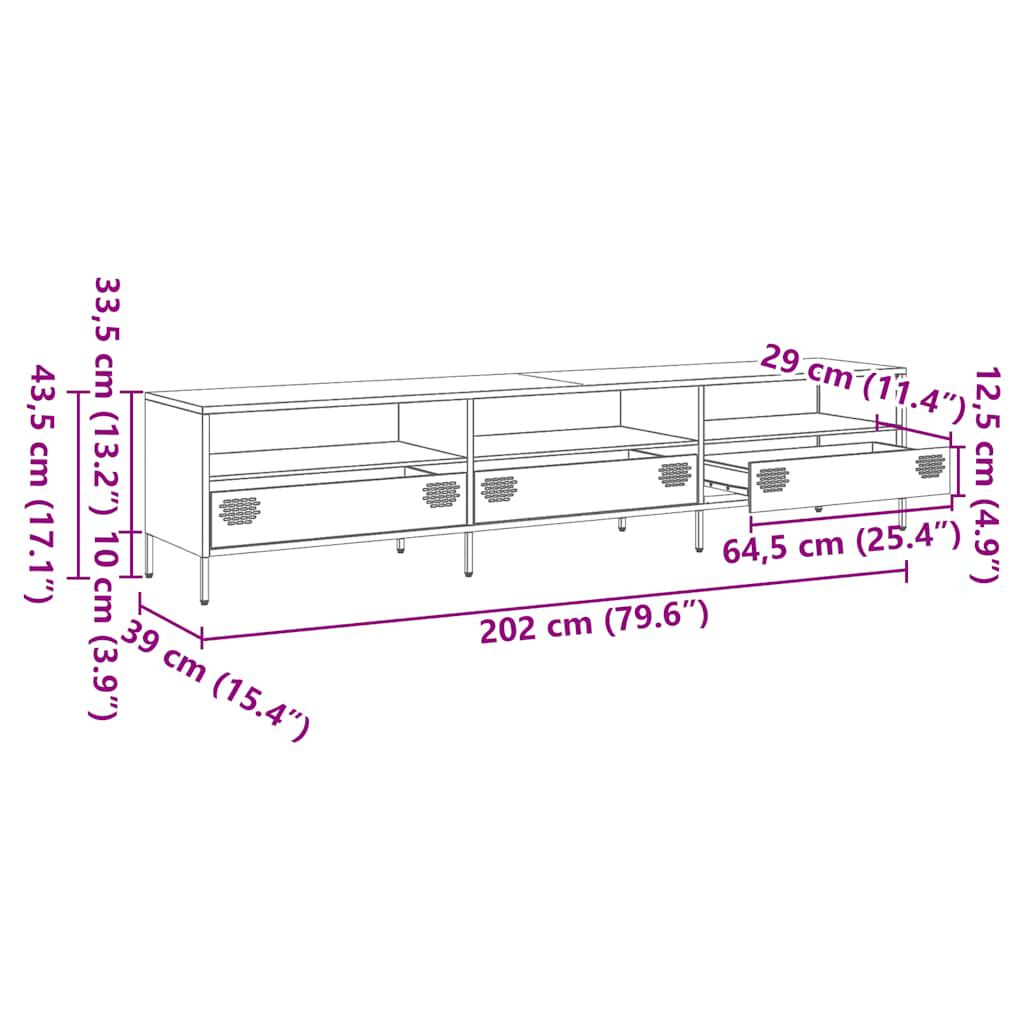 ντουλάπι τηλεόρασης vidaXL Ροζ 202x39x43,5 cm Ατσάλι ψυχρής έλασης