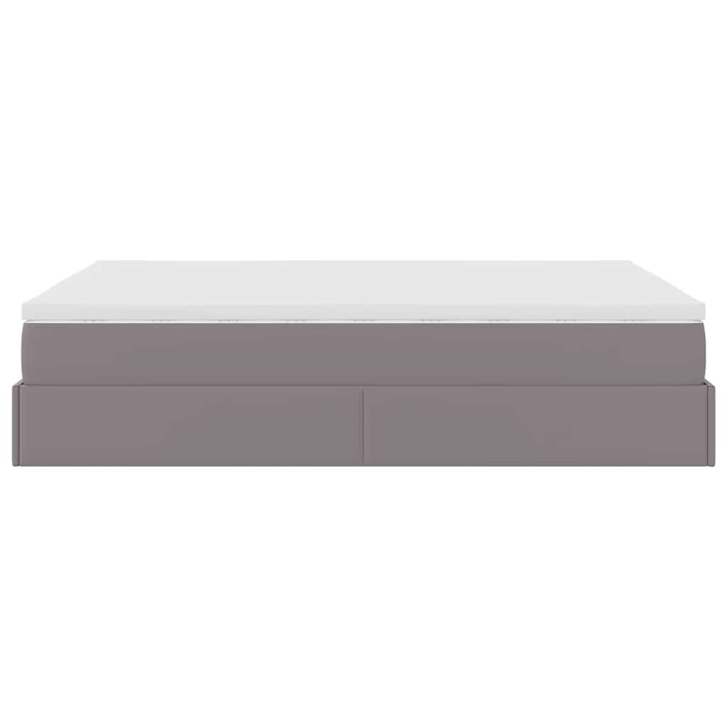 vidaXL Οθωμανικό κρεβάτι με στρώμα Γκρι 140x190cm Faux Leather