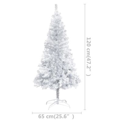vidaXL Χριστουγεν Δέντρο Προφωτισμένο Τεχνητό Μπάλες Ασημί 120εκ PVC