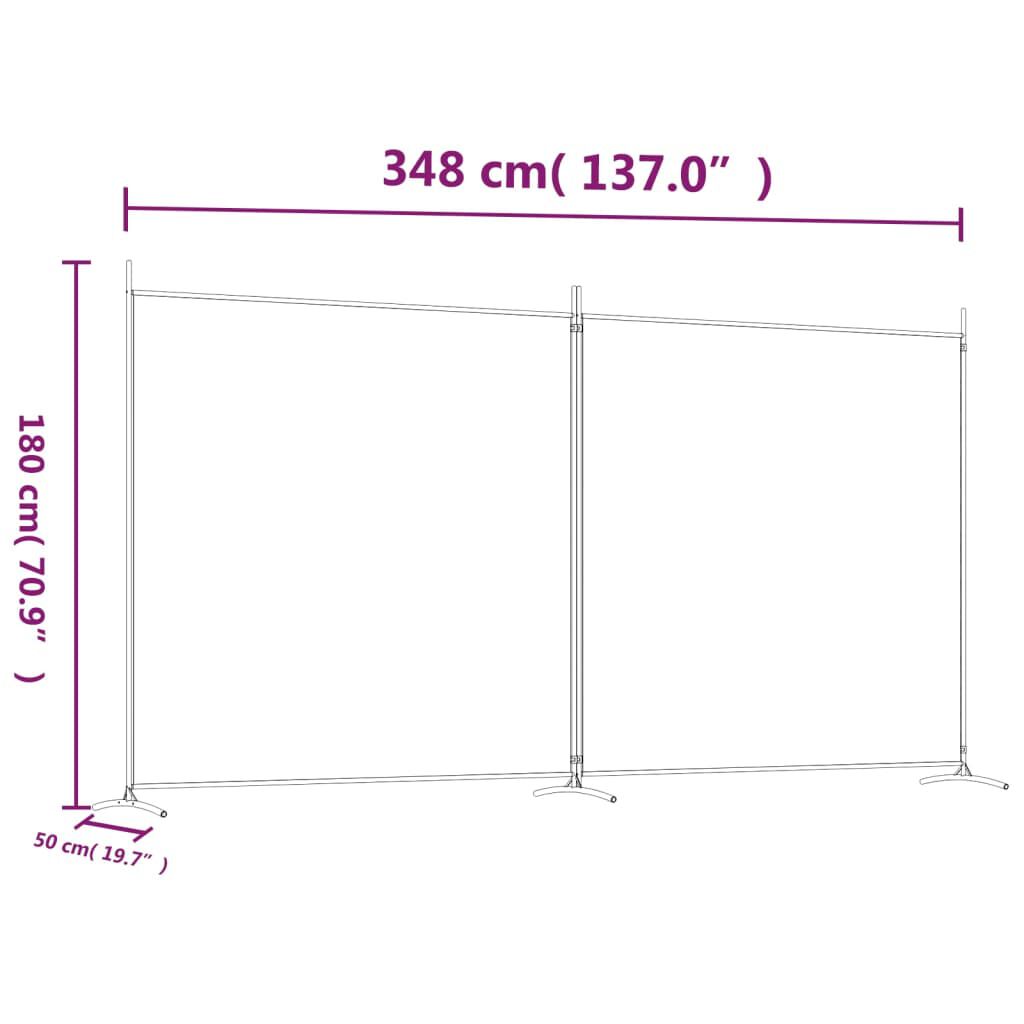 vidaXL Διαχωριστικό Δωματίου με 2 Πάνελ Καφέ 348x180 εκ. από Ύφασμα