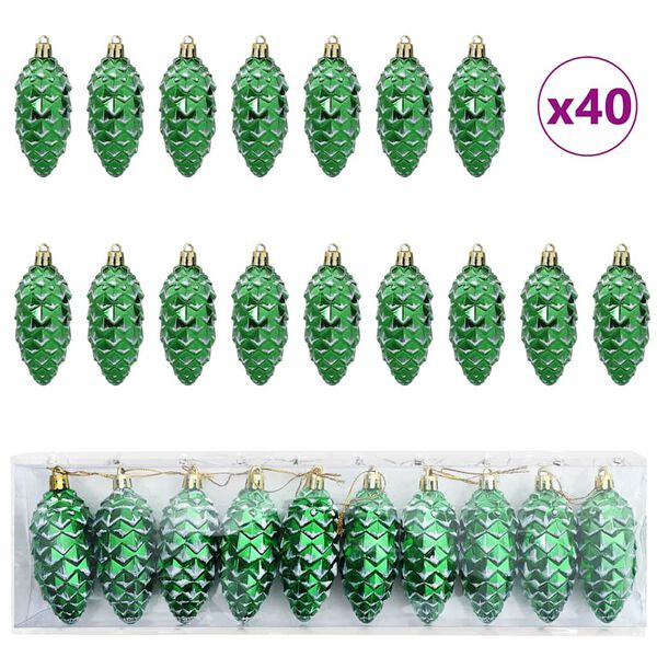 vidaXL Μπάλα από κουκουνάρι Χριστουγέννων 40 pcs Πράσινο
