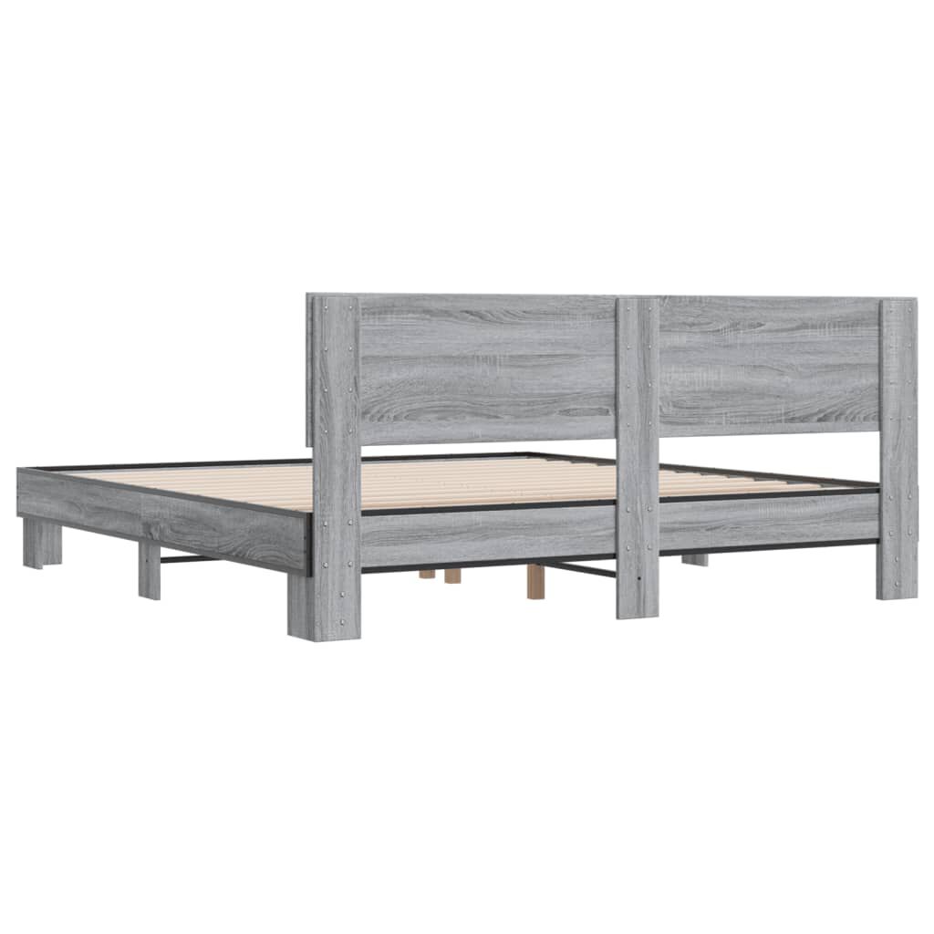 vidaXL Πλαίσιο Κρεβατιού Γκρι Sonoma 180x200 εκ. Επεξ. Ξύλο & Μέταλλο