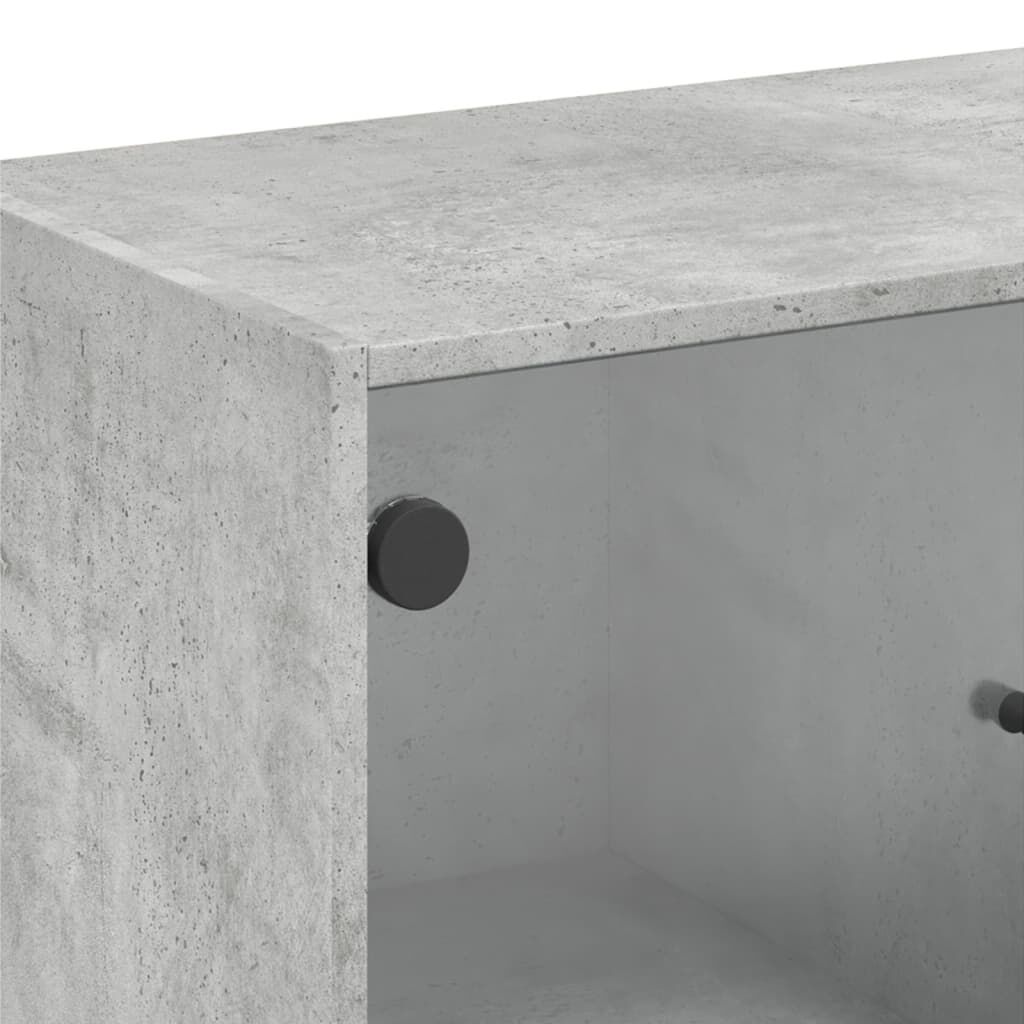 vidaXL Βοηθητικό Ντουλάπι Γκρι Σκυροδ. 68x37x75,5 εκ. Γυάλινες Πόρτες