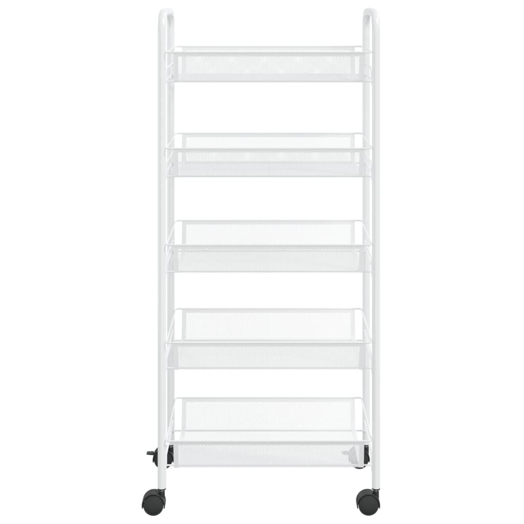 vidaXL Τρόλεϊ Κουζίνας 5 Επιπέδων Λευκό 46 x 26 x 105 εκ. Σιδερένιο