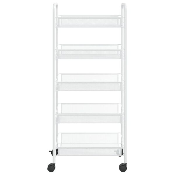 vidaXL Τρόλεϊ Κουζίνας 5 Επιπέδων Λευκό 46 x 26 x 105 εκ. Σιδερένιο