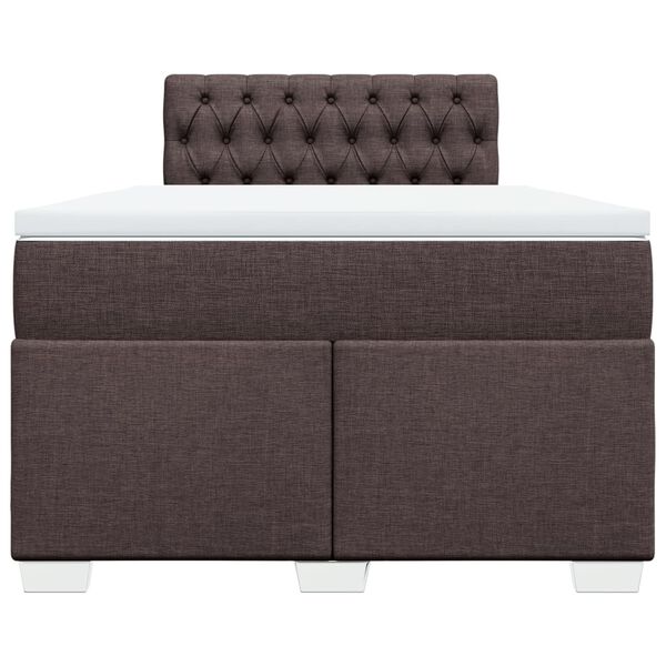 vidaXL Κρεβάτι Boxspring με Στρώμα Σκούρο Καφέ 120x190 εκ Υφασμάτινο
