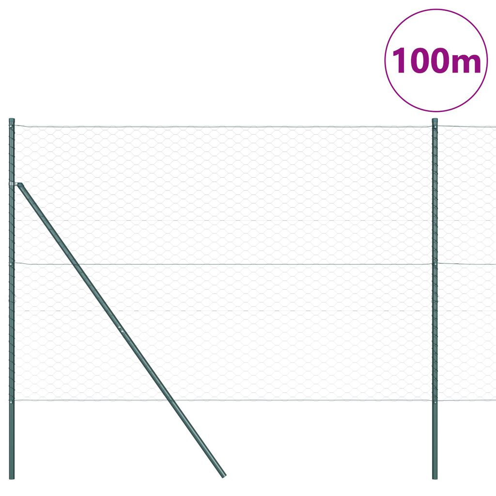 vidaXL Hexagon Fence Πράσινη 1.5x100 μ Χάλυβας