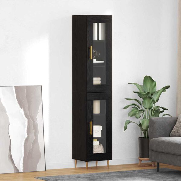 vidaXL Highboard 2 pcs &Mu;&alpha;ύ&rho;&eta; &Omicron;&xi;&upsilon;ά &Gamma;&upsilon;&alpha;&lambda;ί