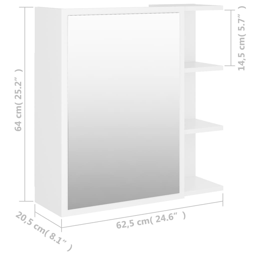 vidaXL Καθρέφτης Μπάνιου Λευκός 62,5 x 20,5 x 64 εκ. από Επεξ. Ξύλο