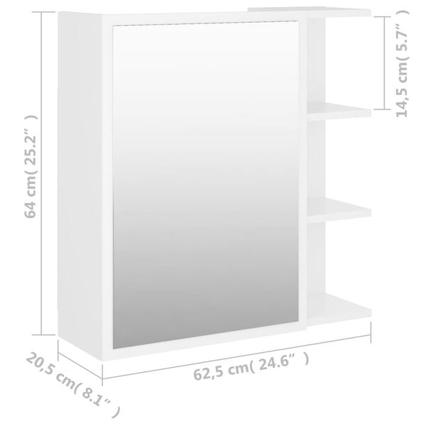 vidaXL Καθρέφτης Μπάνιου Λευκός 62,5 x 20,5 x 64 εκ. από Επεξ. Ξύλο