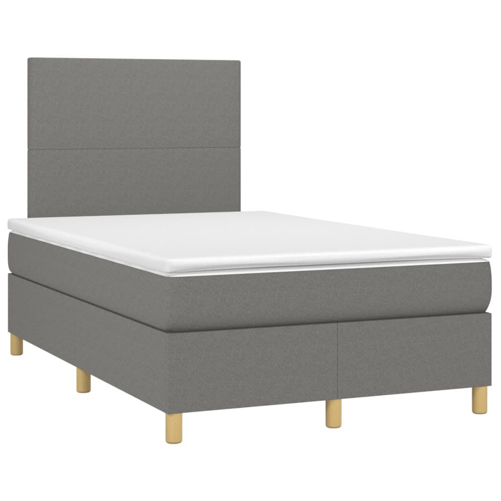 vidaXL Κρεβάτι Boxspring με Στρώμα Σκούρο Γκρι 120x200 εκ. Υφασμάτινο