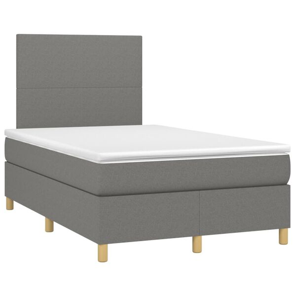 vidaXL Κρεβάτι Boxspring με Στρώμα Σκούρο Γκρι 120x200 εκ. Υφασμάτινο