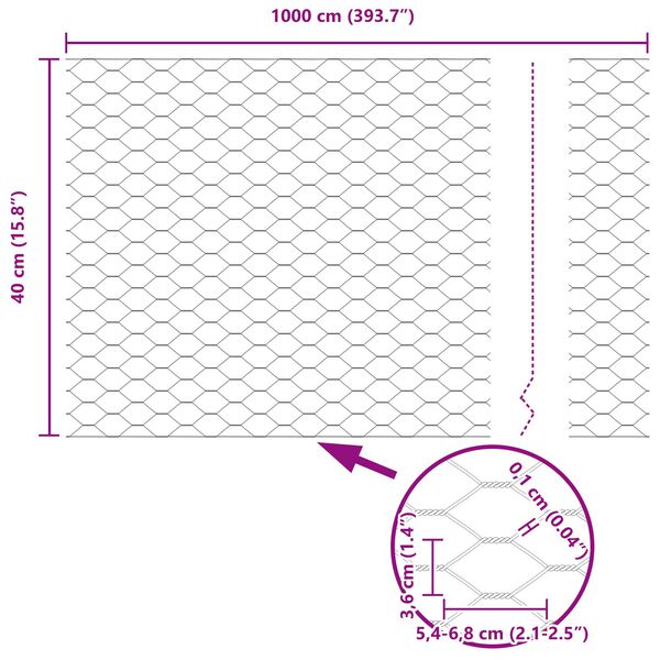 vidaXL Εξάγωνη Περίφραξη Πράσινη 0,4x10 m Χάλυβας