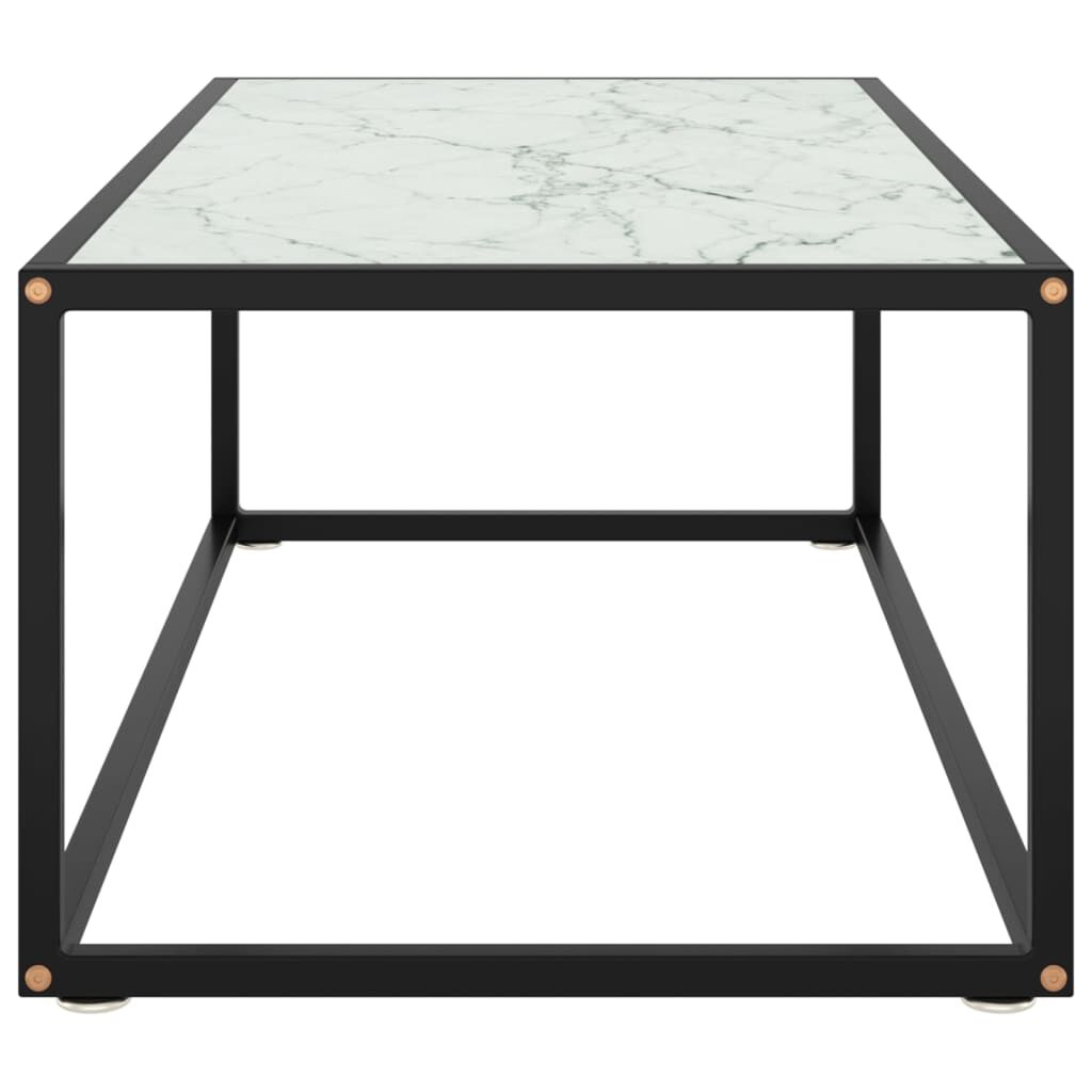 vidaXL Τραπεζάκι Σαλονιού Μαύρο 100x50x35 εκ. Λευκό Γυαλί Όψη Μαρμάρου
