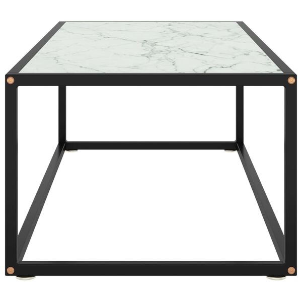 vidaXL Τραπεζάκι Σαλονιού Μαύρο 100x50x35 εκ. Λευκό Γυαλί Όψη Μαρμάρου